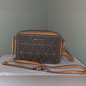 Michael Kors Ginny Studded Crossbody with Tassel.